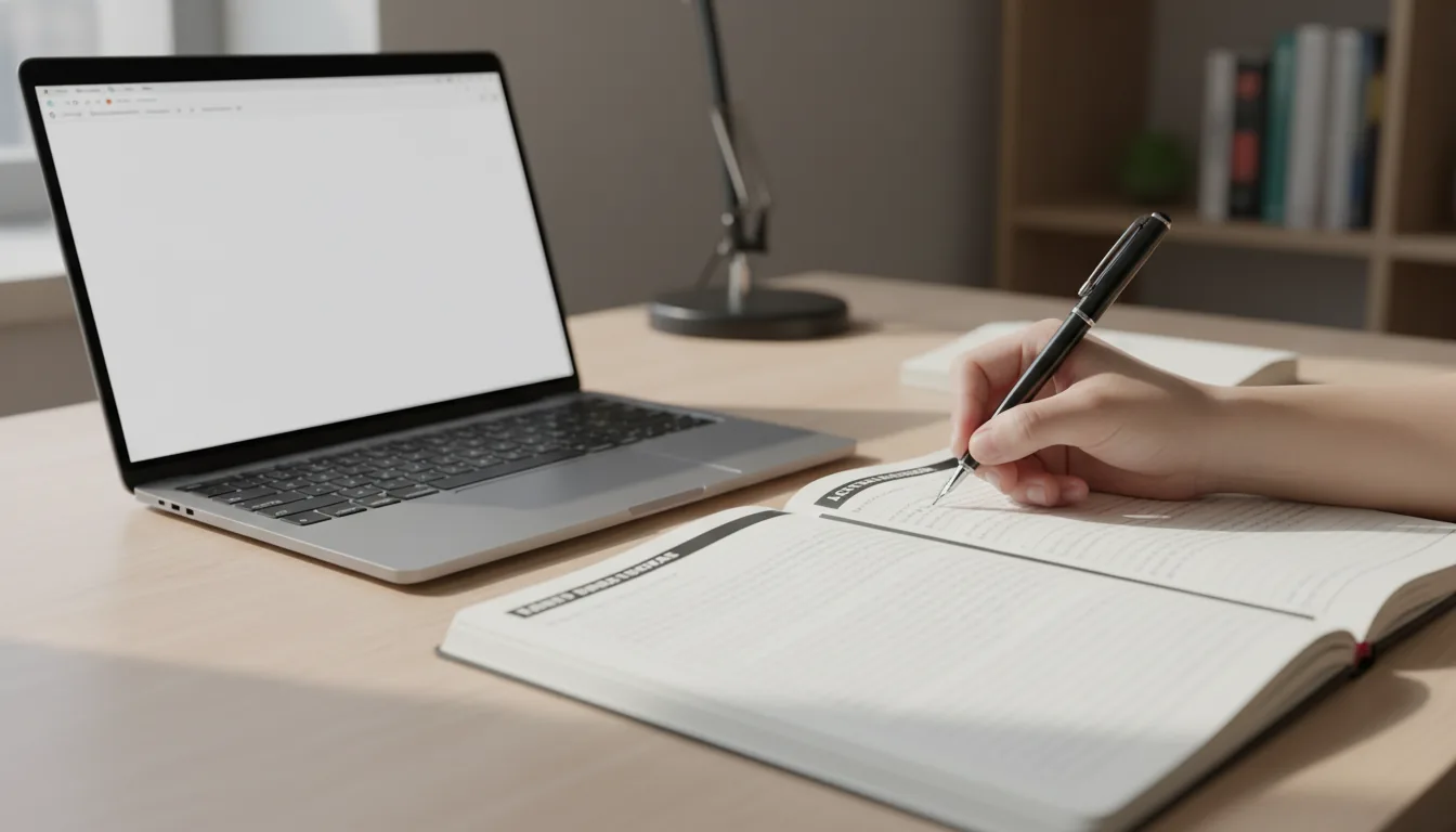Close-up of handwritten academic writing