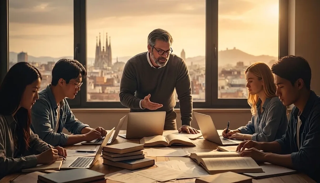 Students studying together in Barcelona